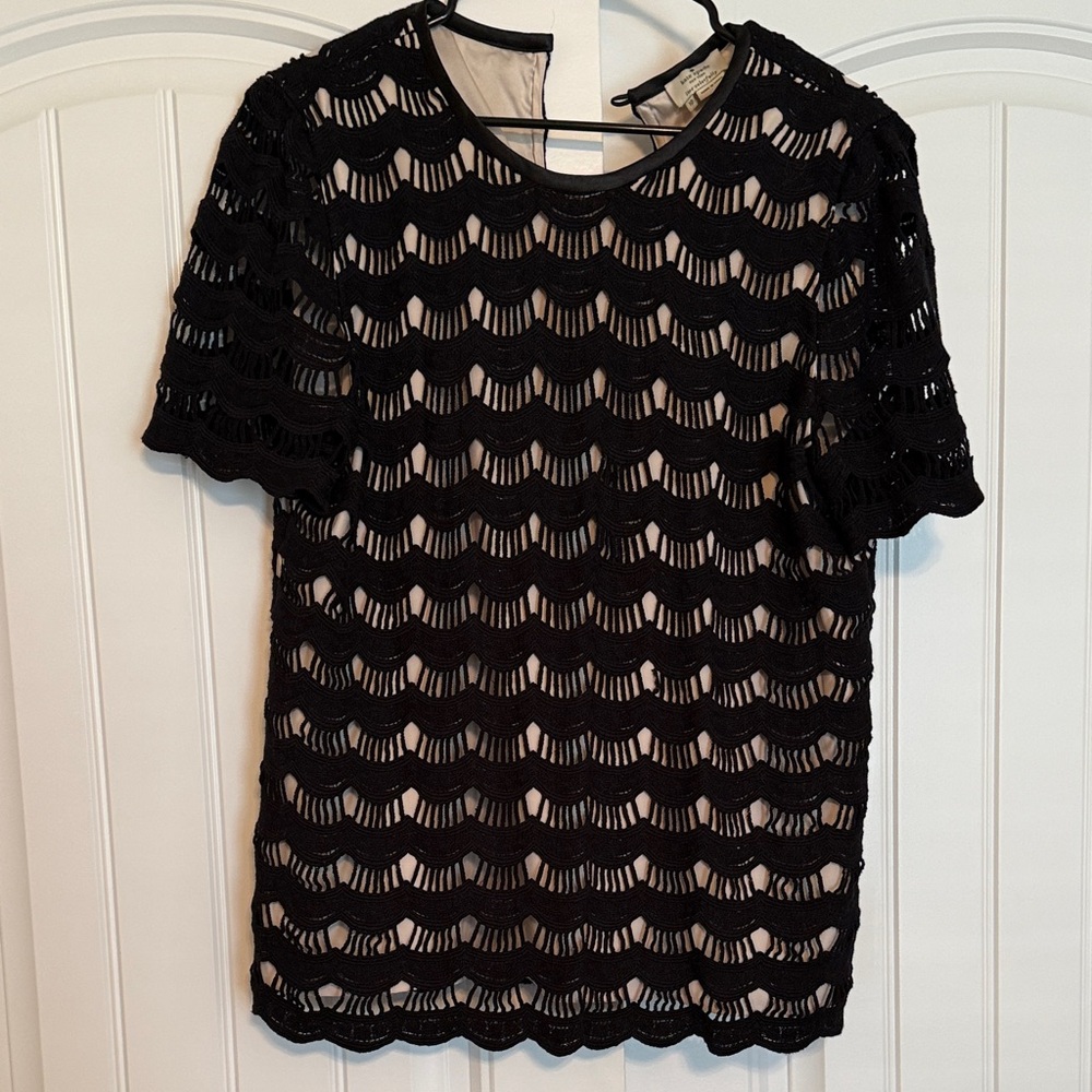 Kate Spade Black Scallop Lace Blouse